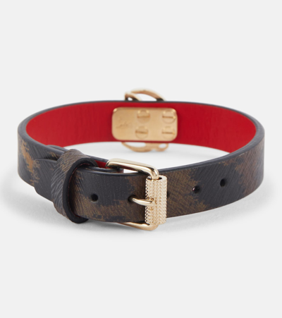 Shop Christian Louboutin Cl Animal-print Leather Bracelet In Multicoloured