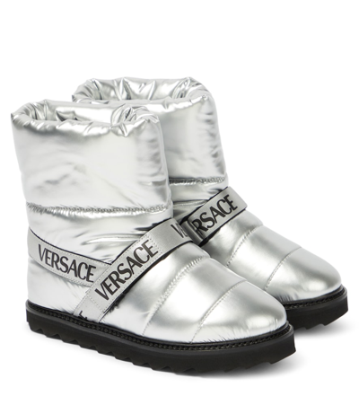 Versace Kids' Logo Snow Boots In Silver | ModeSens