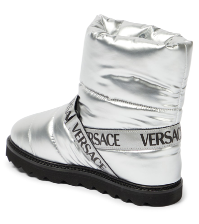 Shop Versace Logo Snow Boots In Silver