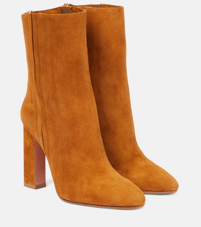 Shop Aquazzura Joplin Suede Ankle Boots In Brown