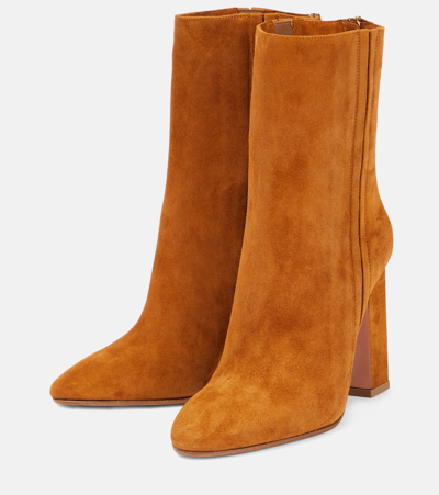 Shop Aquazzura Joplin Suede Ankle Boots In Brown