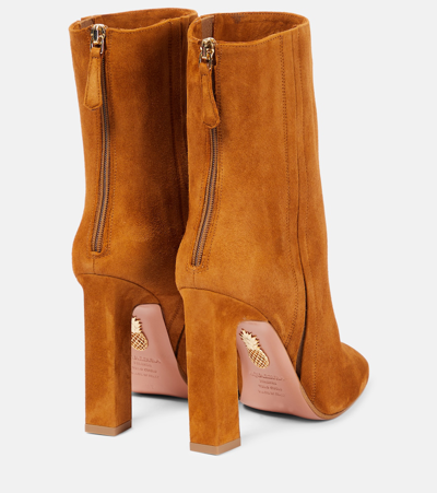 Shop Aquazzura Joplin Suede Ankle Boots In Brown