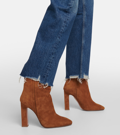 Shop Aquazzura Joplin Suede Ankle Boots In Brown