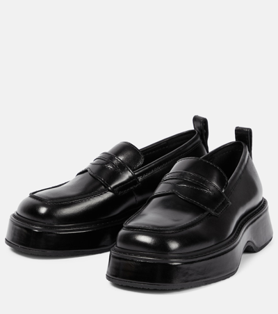Shop Ami Alexandre Mattiussi Leather Platform Loafers In Black