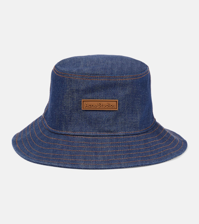 Shop Acne Studios Denim Bucket Hat In Blue