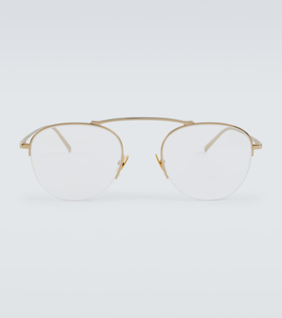 Shop Saint Laurent New Wave Flat-top Glasses In Gold