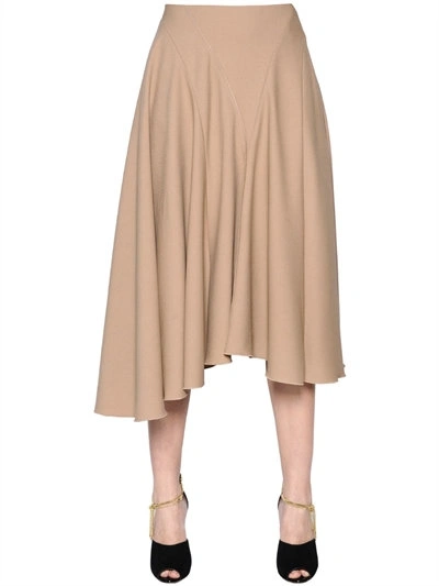 Nina Ricci Asymmetrical Light Wool Gabardine Skirt, Beige | ModeSens