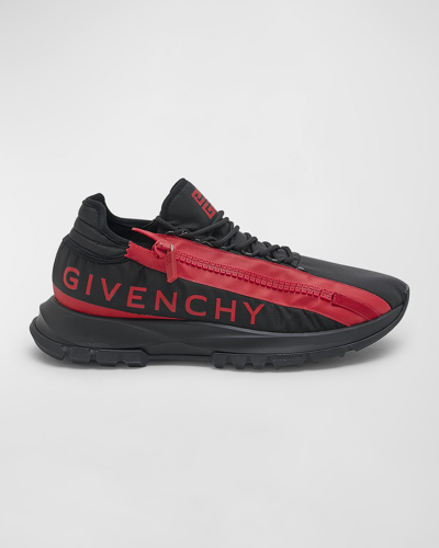Shop Givenchy Men's Spectre Side-zip Logo Runner Sneakers In Black/red