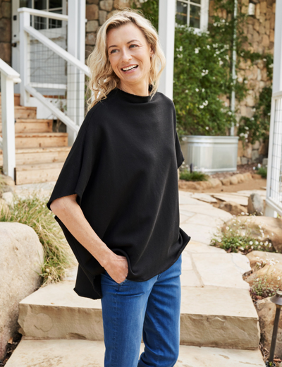 Frank & Eileen Audrey Funnel Neck Capelet In Black