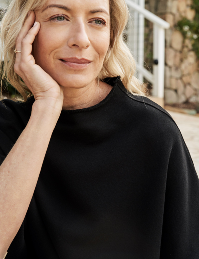 Frank & Eileen Audrey Funnel Neck Capelet In Black