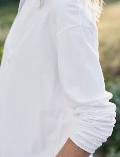 Frank & Eileen Heritage Jersey Popover Henley In White