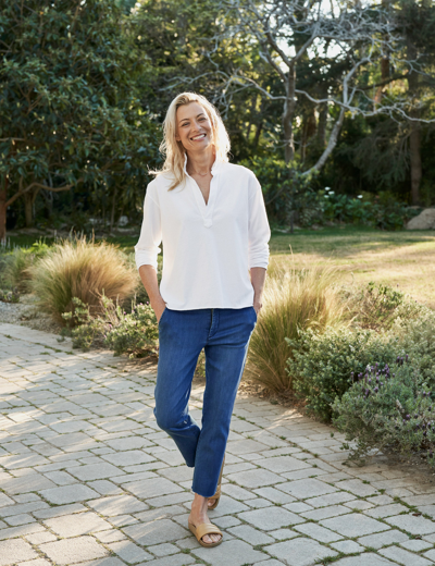 Frank & Eileen Heritage Jersey Popover Henley In White