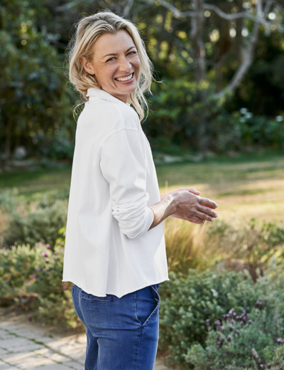 Frank & Eileen Heritage Jersey Popover Henley In White