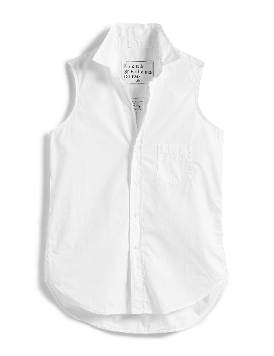 Frank & Eileen Fiona Sleeveless Button Up Shirt In White In White