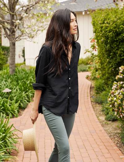 Frank & Eileen Victoria Tuxedo Button-up Shirt In Black