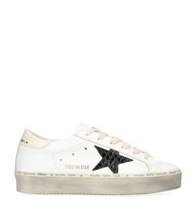 Shop Golden Goose Leather Hi Star Sneakers In White