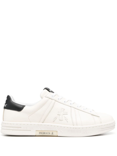 Shop Premiata Russel Lace-up Leather Sneakers In Nude