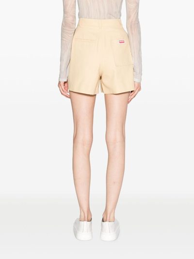 Shop Kenzo High-waisted Cotton Shorts In Neutrals