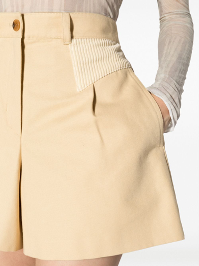 Shop Kenzo High-waisted Cotton Shorts In Neutrals