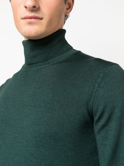 Shop Tagliatore Roll-neck Wool Jumper In Grün