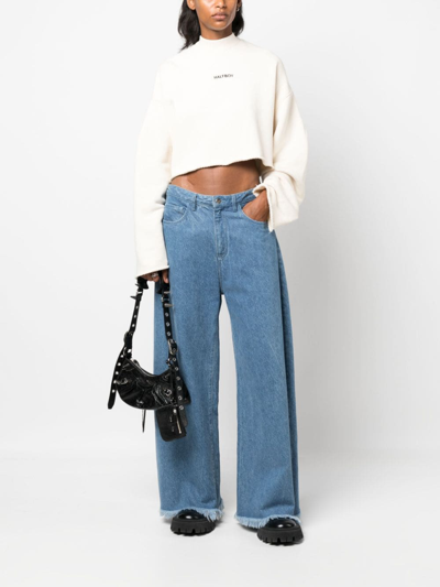 Halfboy Logo-embroidered Cropped Sweatshirt In Nude