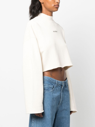 Shop Halfboy Logo-embroidered Cropped Sweatshirt In Nude