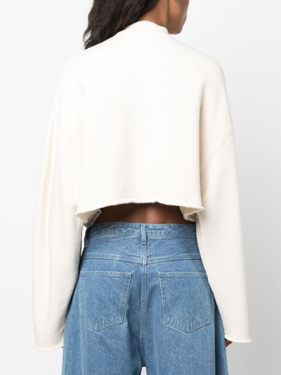 Shop Halfboy Logo-embroidered Cropped Sweatshirt In Nude