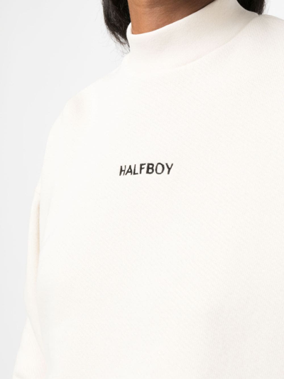 Shop Halfboy Logo-embroidered Cropped Sweatshirt In Nude