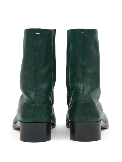 Shop Maison Margiela Tabi 30mm Leather Ankle Boots In Green