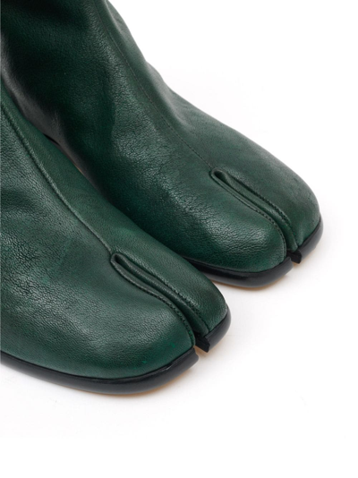 Shop Maison Margiela Tabi 30mm Leather Ankle Boots In Green