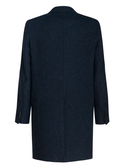 Shop Etro Notched-lapels Wool Coat In Blau