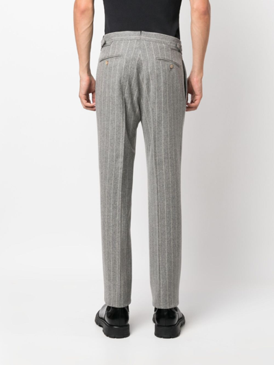 Shop Polo Ralph Lauren Pinstripe-pattern Slim-cut Trousers In Grau