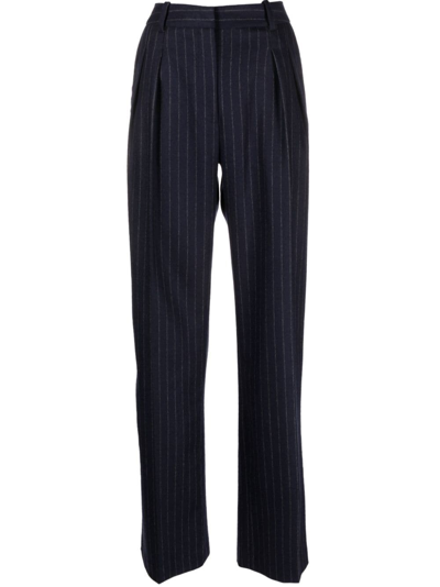 Loulou Studio Striped Casual Pants In Blau