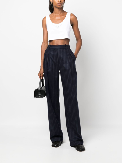 Loulou Studio Striped Casual Pants In Blau