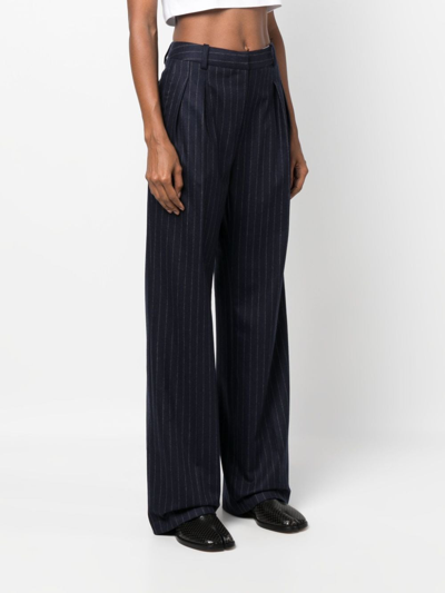 Loulou Studio Striped Casual Pants In Blau