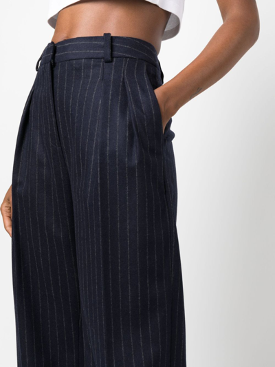Loulou Studio Striped Casual Pants In Blau