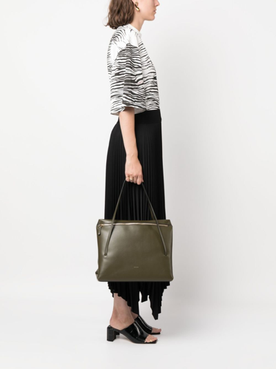 Wandler Logo-print Leather Tote Bag In Grün