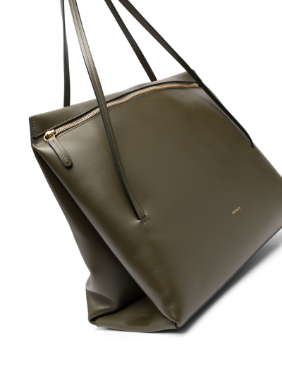 Wandler Logo-print Leather Tote Bag In Grün