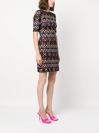 Shop Missoni Zigzag-embroidered Wool-blend Dress In Schwarz