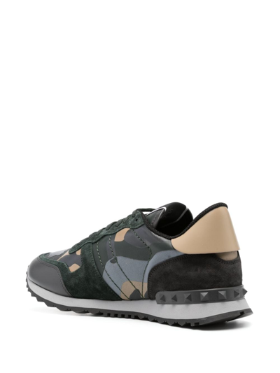 Shop Valentino Camouflage Rockrunner Low-top Sneakers In Blau