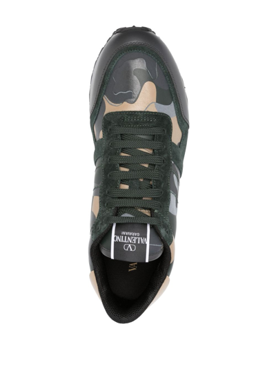 Shop Valentino Camouflage Rockrunner Low-top Sneakers In Blau