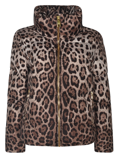 Shop Dolce & Gabbana Animalier Down Jacket In Leopard