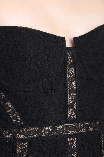 Shop Self-portrait Dress In Black Cotton