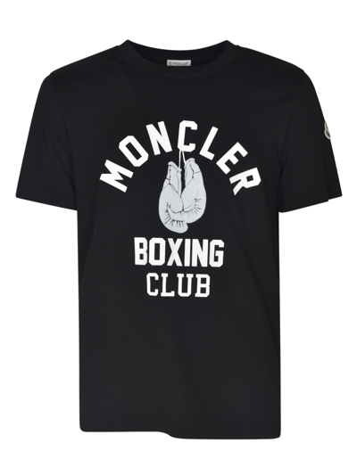 Shop Moncler Boxing Club Logo Print T-shirt In Black