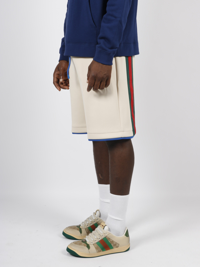 Shop Gucci Web Neoprene Basketball Shorts In White