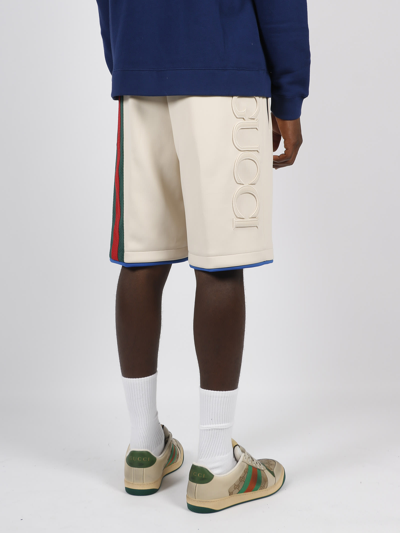 Shop Gucci Web Neoprene Basketball Shorts In White