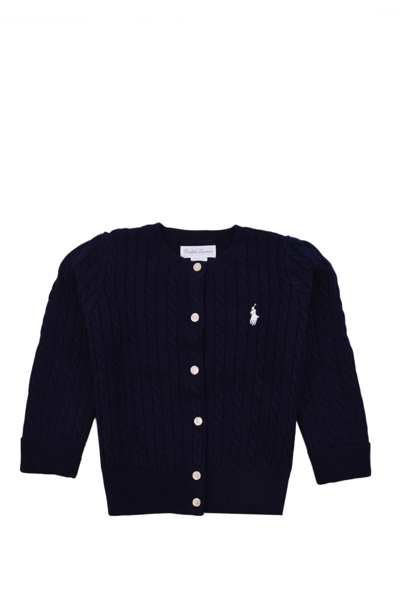 Shop Ralph Lauren Cardigan In Cotton With Cables In Blue