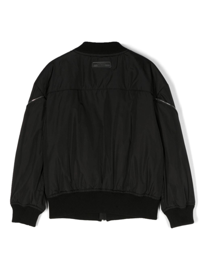 Shop Versace Zip-detailing Cotton Bomber Jacket In Black