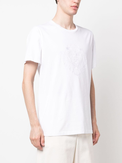 Shop Billionaire Embroidered-motif Short-sleeve T-shirt In White