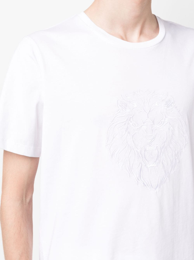 Shop Billionaire Embroidered-motif Short-sleeve T-shirt In White